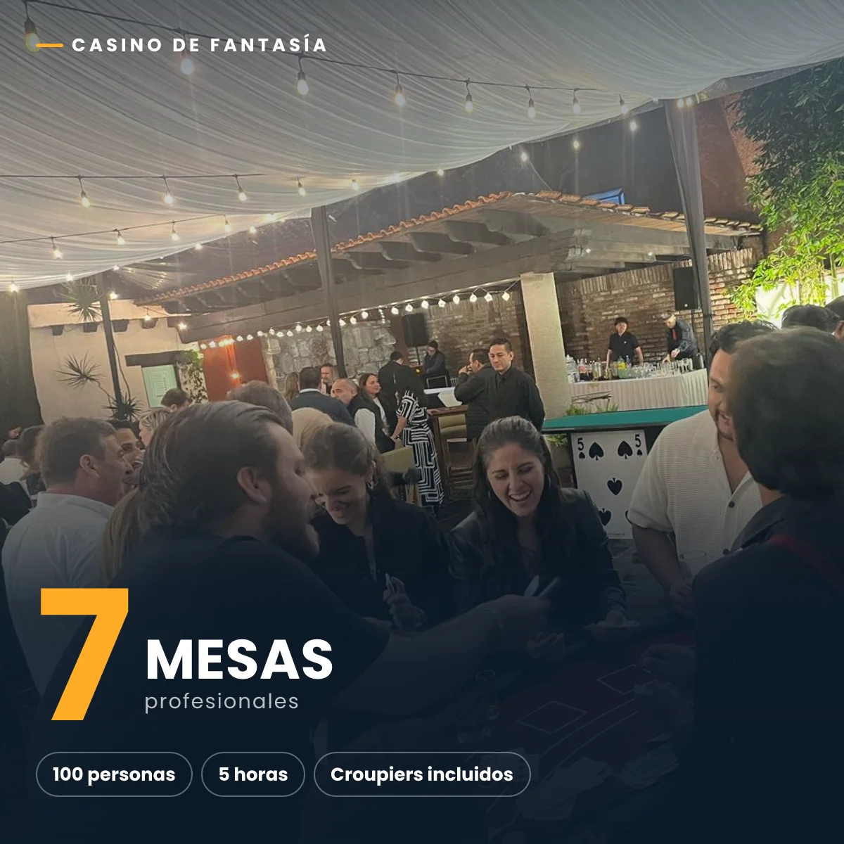 Paquete de 7 mesas de casino de fantasía para 100 personas